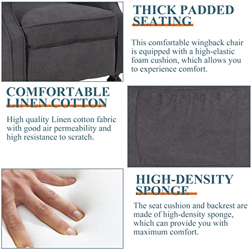 Oqqoee Wingback Recliner Chair With Massage & Heat Vibration, Fabric Push Back Accent Chairs Diamond Tufted Reclining Armchair For Living Room, Bedroom (Fabric, Dark Grey) #TOP3