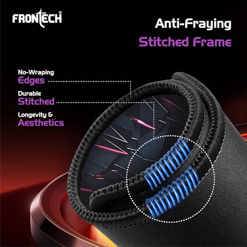 Image of FRONTECH Premium Gaming Mouse Pad | Extended Desk Mousepad with Anti-Slip Rubber Base, Stitched Edges | Water & Heat Resistant | Smooth & Precise Control (MSP-0059 Multicolour)