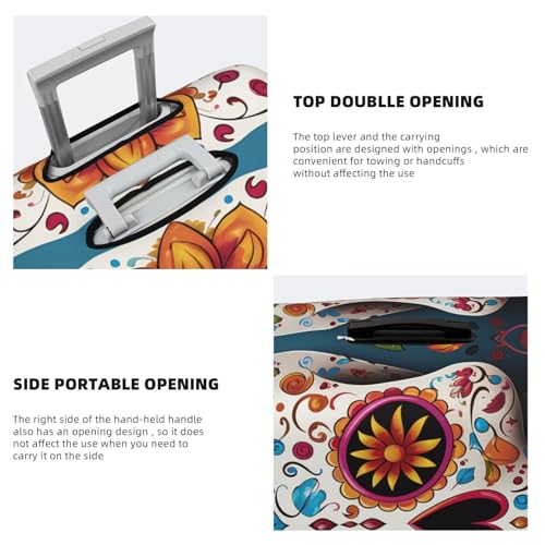 Travel Luggage Cover Colorful Sugar Skull Suitcase Protector Elastic Washable Stretch Suitcase Protector Anti-Scratch Travel Suitcase Cover Fit 18-32 Inch Luggage4