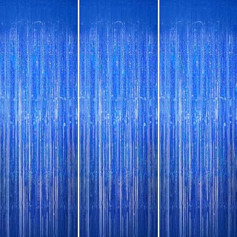Merear Backdrop for Party Decorations, 3 Pack Foil Fringe Curtains Party Decor 8.2 * 3.3 FT Tinsel Streamers Birthday Party Decorations Photo Fringe Backdrop for Party, Graduation Cover
