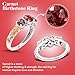 3 Stone Garnet Fashion Rings for Women in 14K Gold Plated 925 Sterling Silver - Gemstone Birthstone Promise Engagement Vintage Garnet Jewelry Birthday Gifts Size - 8