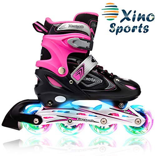 Why Should You Buy XinoSports Adjustable Children's Inline Skates for Girls & Boys with Light Up Whe...