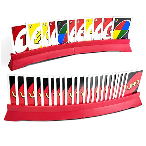 2 Pcs Support de Jeu de Cartes, Pliant Support Cartes À Jouer, 2023 nouveau Porte-Cartes à Jouer, pour Enfants, Adultes, Personnes âgées, Handicapés, 38 × 3 cm, Matériau ABS, Non Toxique (Rouge)