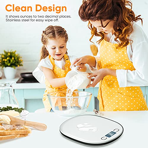 Digital Food Scale - Kitchen Scale Supports up to 33lbs, Accurate Within 0.05 Ounces/1 Grams, Stainless Steel Design with Zero Out Feature, for Cooking and Baking