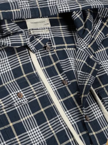 Image of Thomas Scott Men's | Checks | Full Sleeve | Regular Fit | 100% Cotton | Hooded | Casual Shirt
