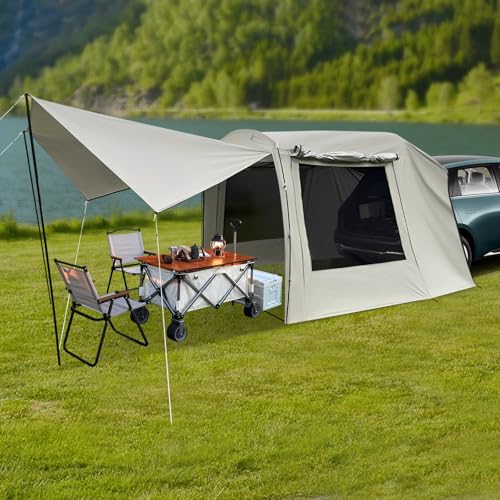 PANEKOLO SUV Car Awning Outdoor Tent, 4-6 People Zipper-Close Car Extend Tent Attachment for Camping, MPV Vehicle Camping Tents with Storage Bags for SUVs, MPVs & Two-Door Sedans