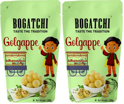 Image of BOGATCHI Ready-to-Cook Pani Puri Pellets (200g) | Fry or Microwave for Instant Golgappa /Pani Puri Papad | Crispy Value Pack (Pack of 2)