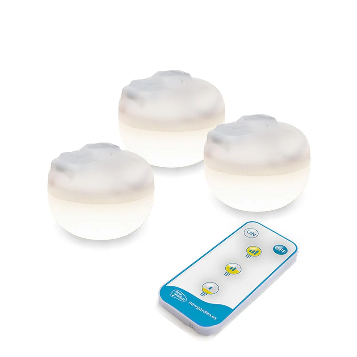 Akku Leuchtmittel LED 3er Set tragbar mit Haken Magnet Ø 6,5 cm 2700 K dimmbar Fernbedienung USB IP54 Campingleuchte Licht Lampe außen innen