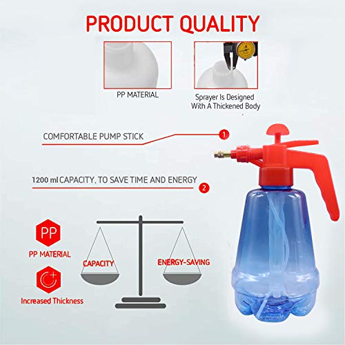 ORILEY OR-SPR4 1200ml Manual Sanitizer Sprayer Handheld Garden Mist Sprayers Pressure Water Sanitizing Spraying Pump for Home, Office & Lawn