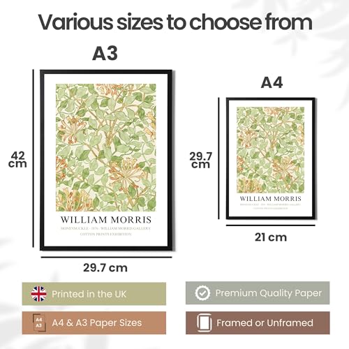 Póster de William Morris elegante para decorar tu salón con arte botánico A4 2