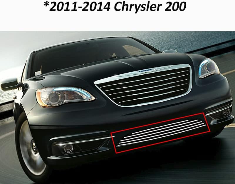 Chrome Billet Grille Insert for 2011-2014 Chrysler 200 Bumper Aluminum Replacement Cover 2012 2013