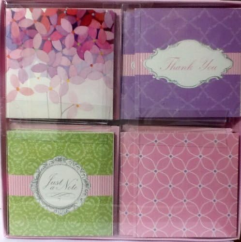 Spa Day ~ 16 Blank Designer Mini Notecards ~ 2 3/4" ~ 4 Each of 4 Designs ~ Thank You & Just a Note