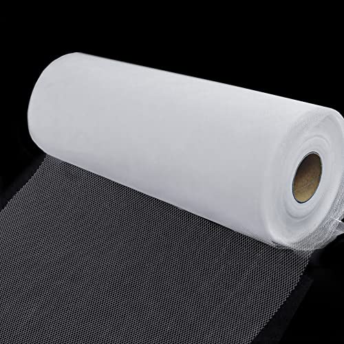 QINERSAW 30cm x 91,5m Tüllstoff Rolle Weiß Tüll Hochzeit Tüllband Tisch Deko Polyester Tüll Rolle Dekostoff Tüll Dekoband Tüll Tischband für DIY Tutu Rock Handwerk Bogen Party Deko Crafts Geschenk Cover