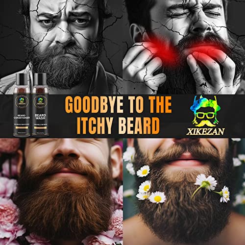 Beard Wash & Beard Conditioner Natural Beard Softener Set W/Argan & Jojoba Oils Smooths & Strengthens Beard Growth Christmas Stocking Stuffers Father Day Gifts For Men Him Dad Boyfriend Husband (Sandalwood) #TOP5