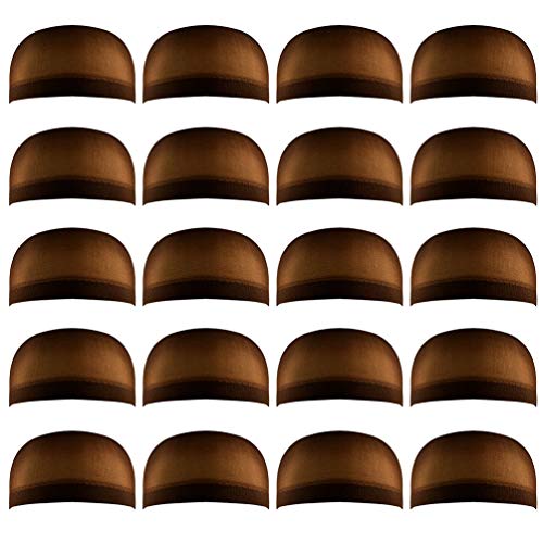 Miayon 20pcs Coffee Wig Cap Unisex Natural Nylon Wig Caps for Kids,Girl and Women (coffee)