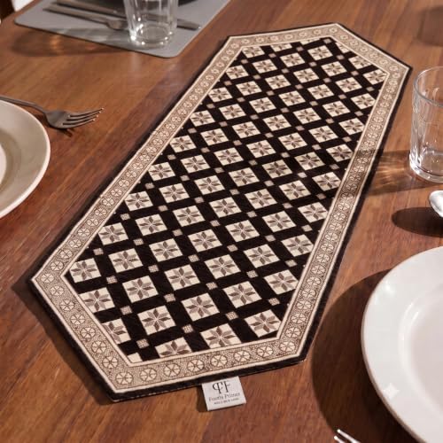 Image of Dining Table Runner for 4 Seater | Premium Viscose Rayon & Cotton Fabric | Washable Heat Resistant Decorative Table Cover for Dining Table | Modern Home Decor | 36 x 14 Inch | Coffee