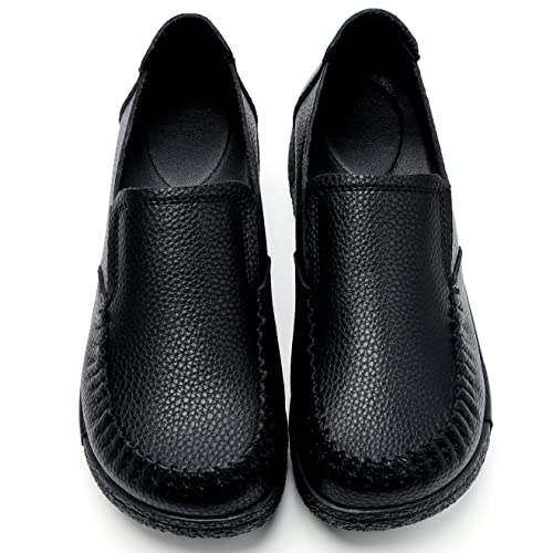 Image of UZB Women's Slip On Loafer Leather Comfort Casual Platform Shoes