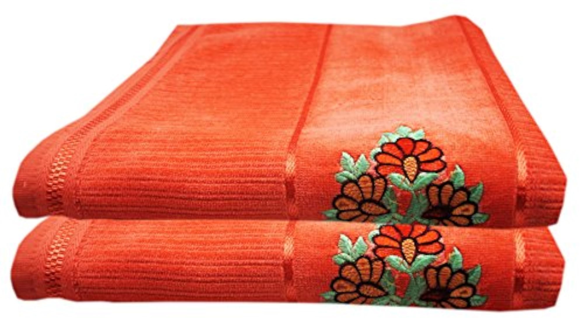 Embroidered Cotton Bath Towels Set, Pack of 4