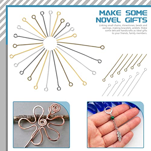 Cimeton 4880Pcs 16/20/24/30/35/40Mm Iron Open Eyepins With 1Pc Needle Nose Pliers, Gold Silver Gun-Black Bronze Head Pins Eye Pins For Jewelry Making Diy Necklace #TOP3