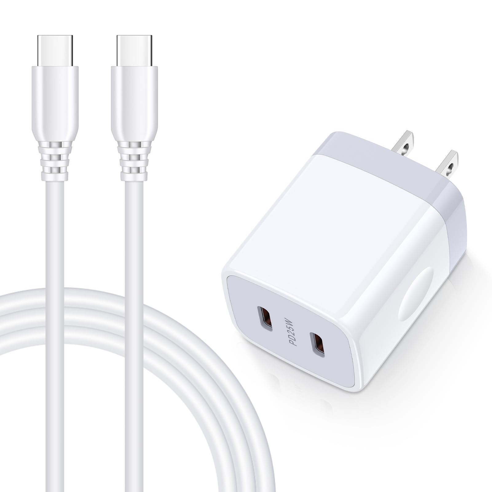 25W Super Fast Charger Block for Samsung Galaxy S25 Edge/A56/A16/S25 Ultra/A15/A25/A54/A35/S24 FE/Z Flip6/S23+/S22,iPhone 16e 16 Plus 15 Pro Max,Pixel 9a/9 Pro XL/8a,6FT Type C Cable Wall Plug Adapter