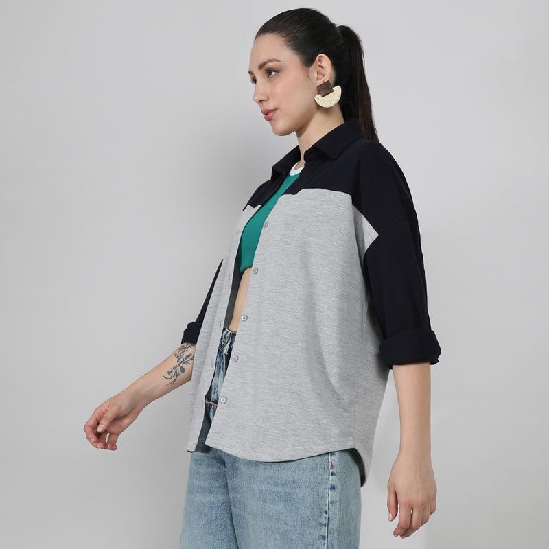 Image of PINACOLADA Women's Boxy Striped Shirt for Casual Wear | Spread Collar | Cuffed Sleeves | Button Closure | Shirt Crafted with Comfort Fit for Everyday Wear