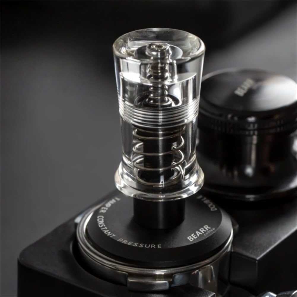 Tamper de café con falda niveladora y resorte calibrado de 30 libras para portafiltros de 51 mm, 53 mm, 58 mm, accesorios espresso (53,75 mm)
