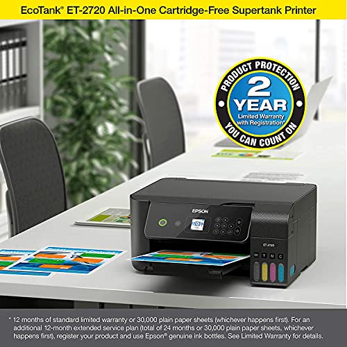 Epson Premium EcoTank 2720 Series Wireless All-in-One Color Supertank Inkjet Printer | Print Copy Scan | Mobile Printing | Voice-Activated Print | 1.44" Screen | High-Speed USB Black - Thumbnail 2