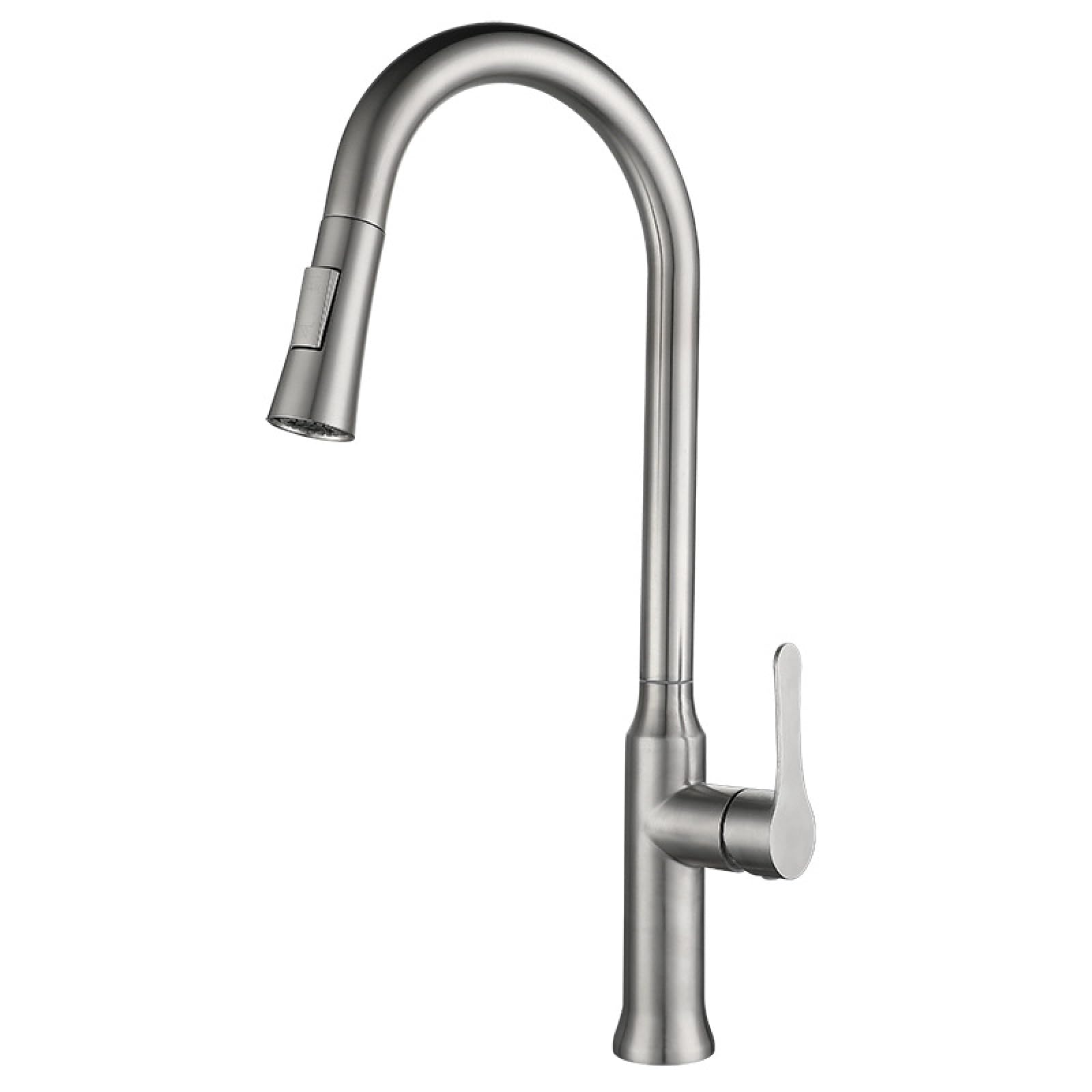 Fanjubei Brushed 304 Stainless Steel Pull-Out Hot And Cold Kitchen Sink Faucet,