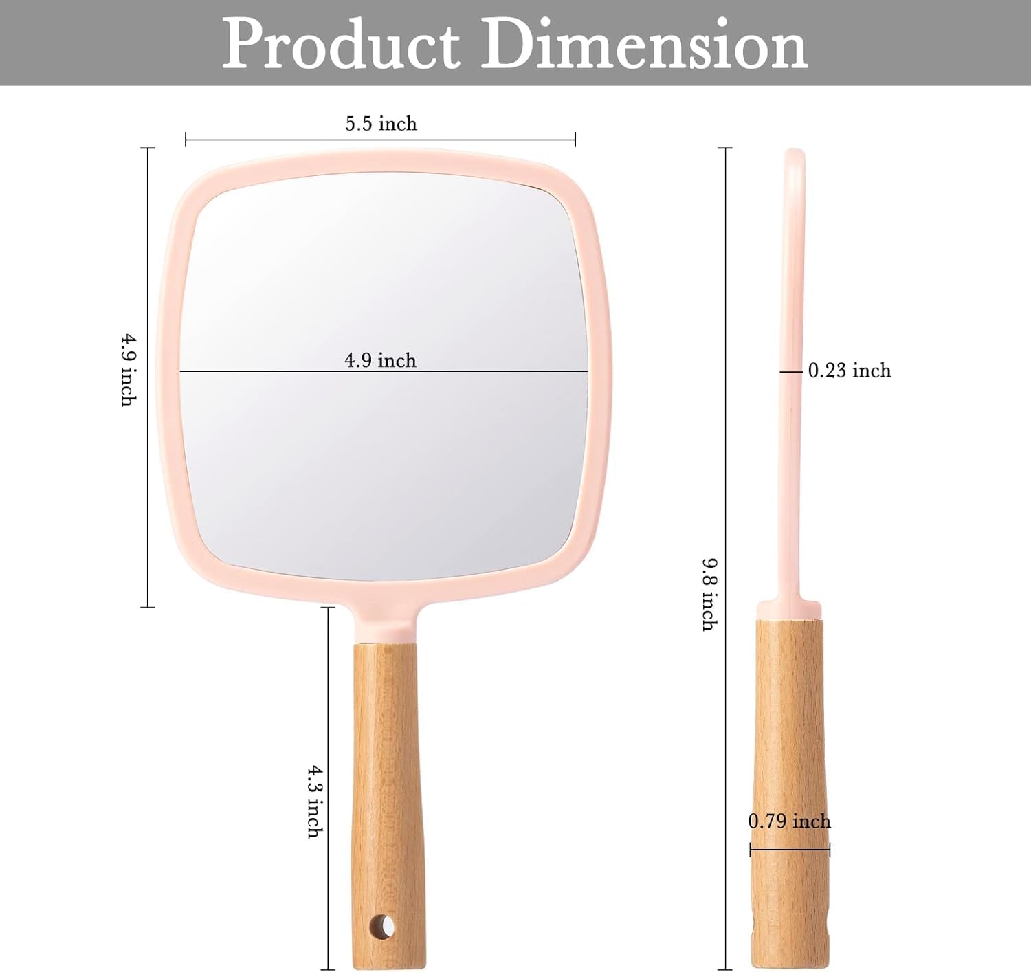 AAQVEX Pink Portable Multipurpose Lightweight Mirror Compact Hand-Fit Size for Daily Use perfact for Makeup, Travel, and Personal Care - (Pack of - 1) (1, Square) 2