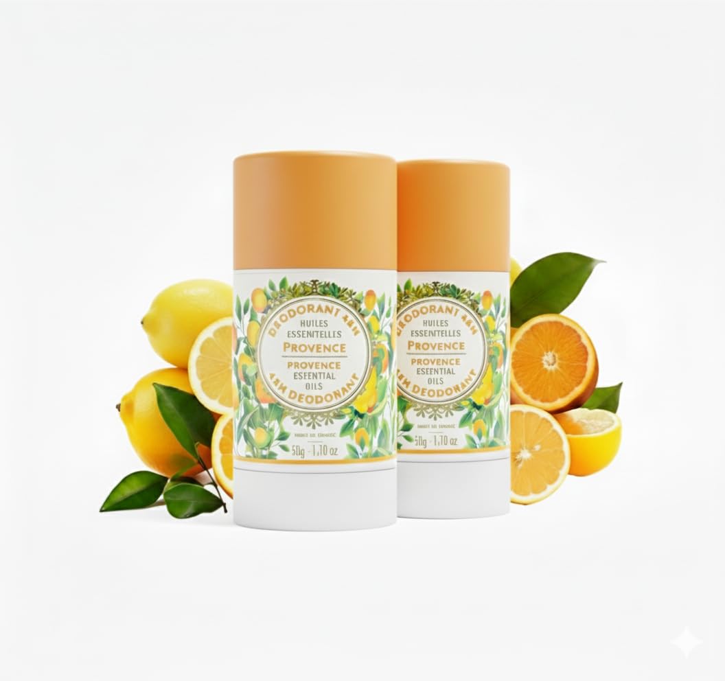 Panier des Sens - Natural Deodorant for Women - Aluminum Free Deodorant for Sensitive Skin - Citrus Provence Scent - 48H Odor Protection - Shea Butter - Vegan Deodorant - Made in France - 2 x 1.7 oz