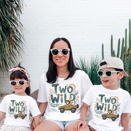Kids 2nd Birthday Safari Shirt - Two Wild Second Birthday Theme - Safari Animals Zoo Adventure Toddler Shirt - Cute Jungle Truck Vehicle - Boys & Girls 2 Birthday Outfit - Natural Baby Toddler Youth Clothing4