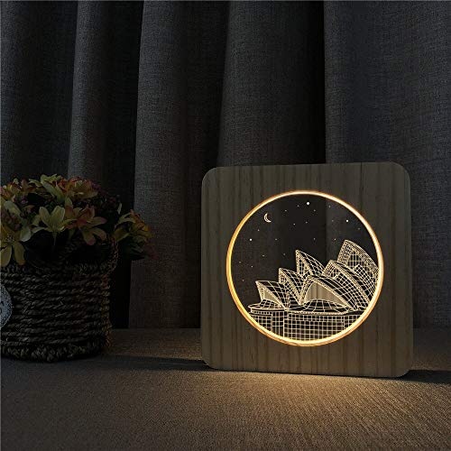 Preisvergleich Produktbild Sydney Opera House Acryl Holz Nachtlichter Tischlampe Schalter Steuerung Gravur Lichter für Freunde Geschenke