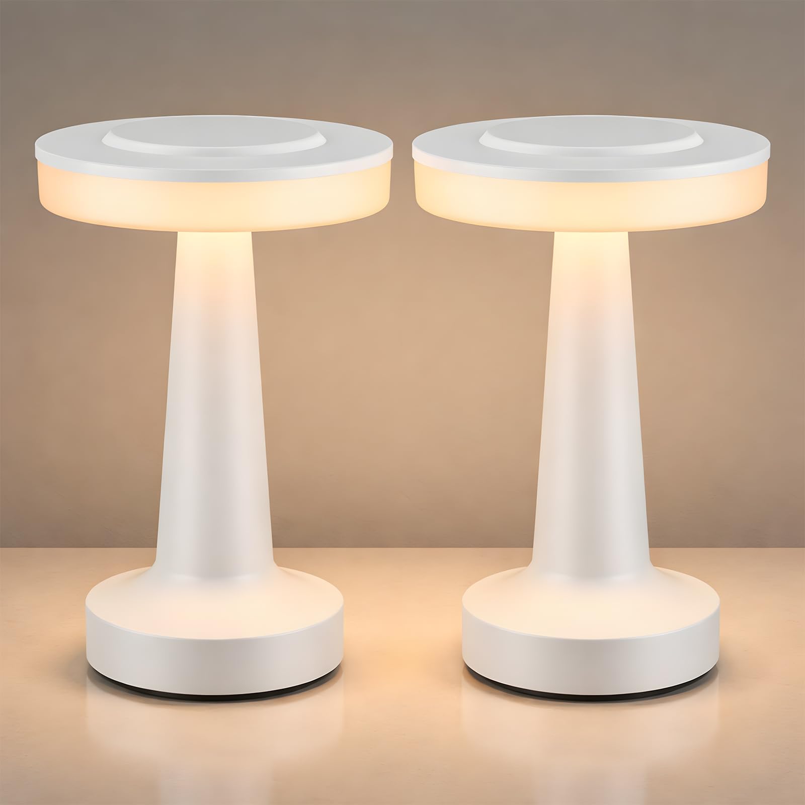 Riakrum 2 Pcs LED Cordless Table Lamp Bulk Rechargeable,White