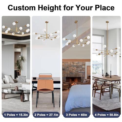 image for RUIYEY Modern Sputnik Chandeliers Light, 12-Light Gold Gold Dining Roo