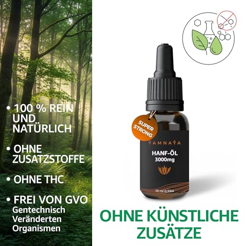 YamnaYa – Premium Hanföl 30% | Kaltgepresst & Vegan | Reines Naturöl Ohne Zusätze | Laborgeprüfte Qualitätsstufe | EU-Herstellung