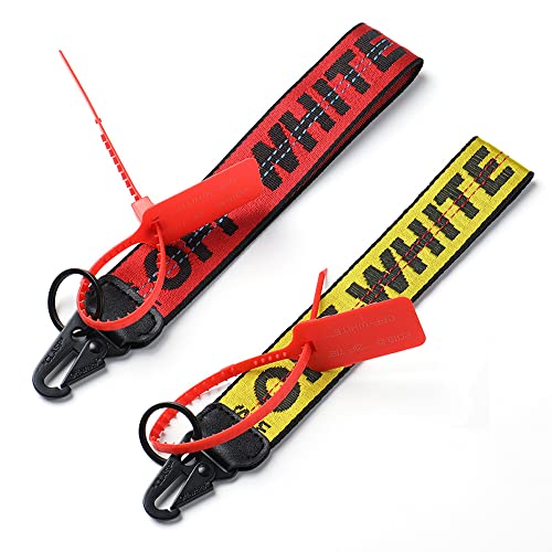 XHWUDI Fashion Keychain Wristlet 2 Pack Keychain Lanyard Accessories Badge Holder Lanyard For Phone Unisex Cool Wrist Lanyard Gift (Red & Yellow)