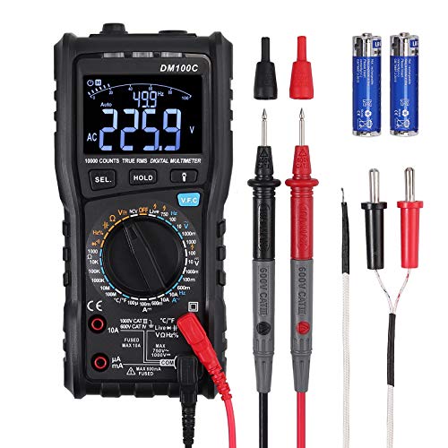 Neoteck TRMS 9999 Counts Digital Multimeter, 3-Line Display with Analog Bargraph NCV DMM