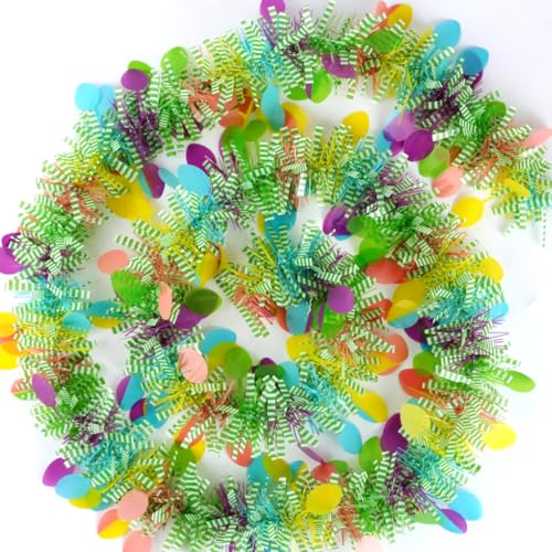 Image of 33 Feet Easter Tinsel Garland, Colorful Egg Tinsel Garland Shiny Hanging Metallic Glitter Spring Garland for Easter Party Door Tree Garlands Decorations(1Pcs)