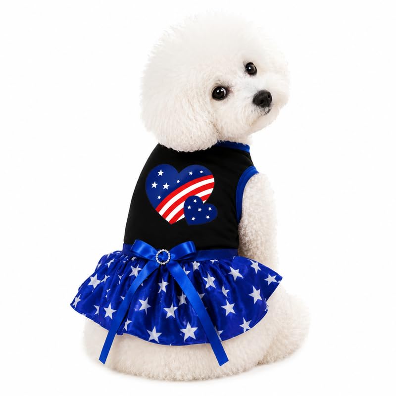 Robe pour chien USA Twins Heart taille M étoiles noir bleu