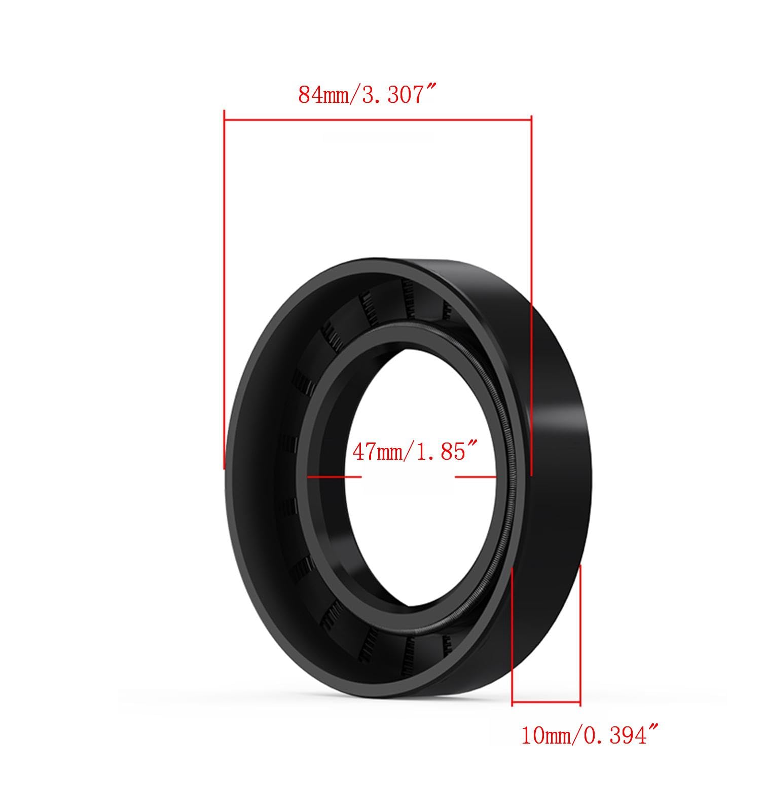 2 Stück Öldichtung 47mm x 84mm x 10mm, TC Öldichtung Doppellippe mit Feder, Schwarz