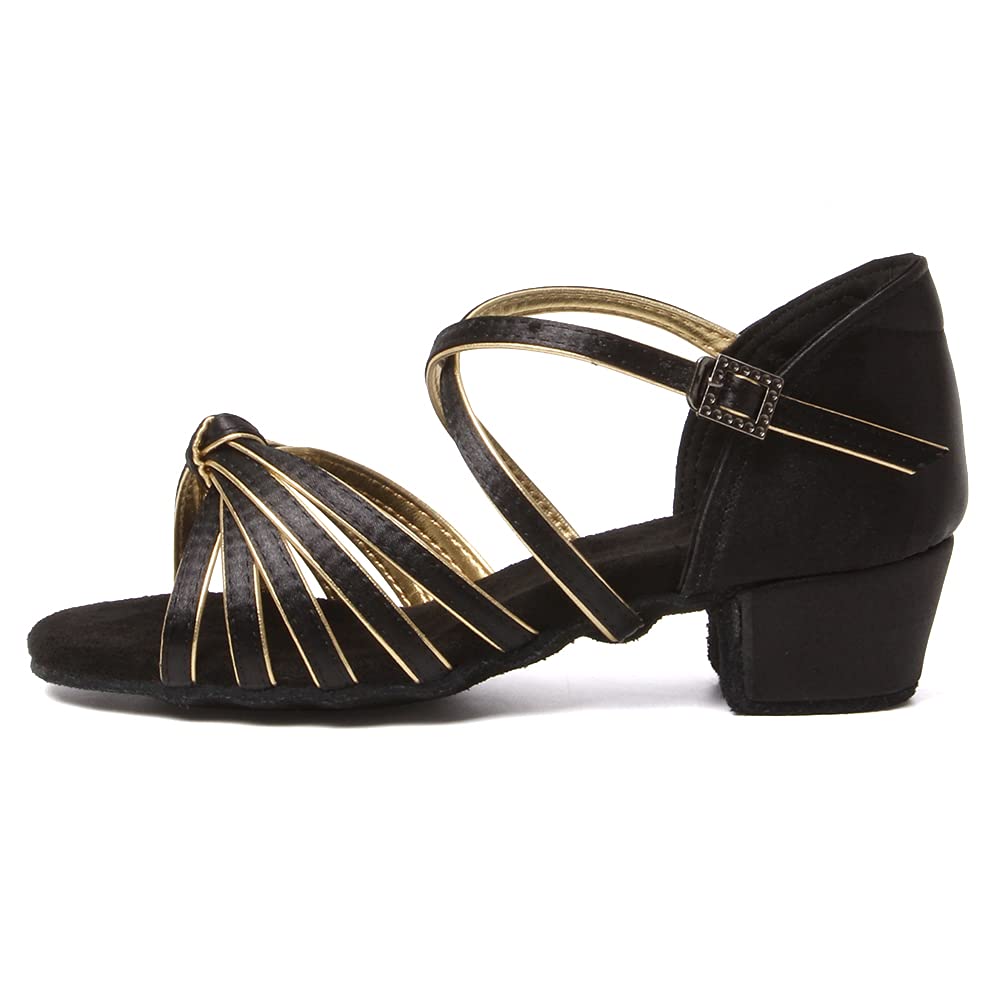 YKXLM Toddler Girls Latin Dance Shoes Kids Low Heels Tango Salsa Ballroom Practice Dance Shoes for Girls