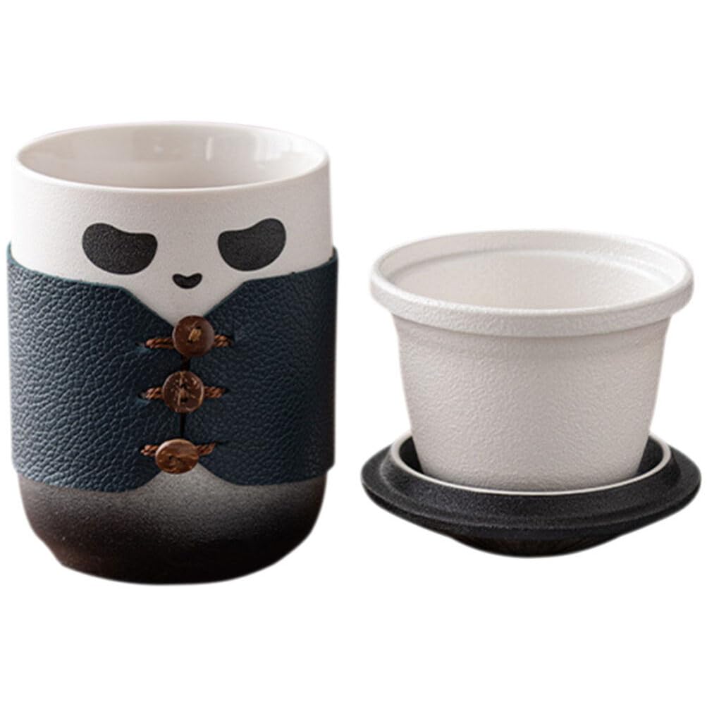 Luxshiny Tazza Di Ceramica Tema Panda Con Filtro Tazza Da Tè in Porcellana in Ceramica Adatta Per Tè Verde e Uso Domestico