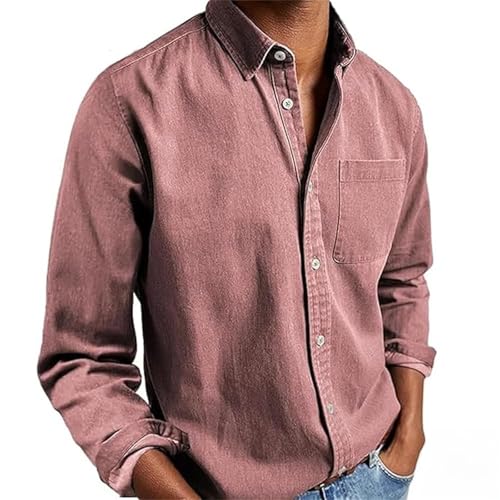 Camisas Ffmani, camisa abotonada para hombre, ropa de moda, camisas para hombre casuales y elegantes, camisas con bolsillo en el pecho, rosa, XL