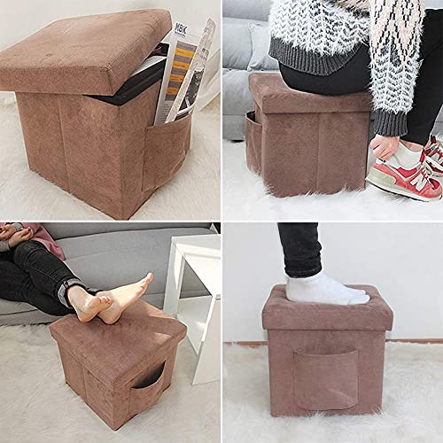 Poufs de rangement pliables avec repose-pieds rembourré cube - 4