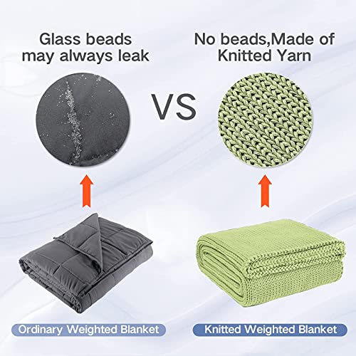 Guohaoi Knitted Weighted Blanket for Adults (Light Green 48"x72" 15lbs) No Beads Cooling Throw Blanket for Hot Sleepers, Home Decor Breathable Chunky Knit Heavy Blanket Use on Full Size Bed