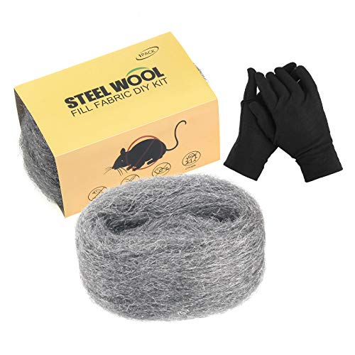 KZNANZN Steel Wool for Holes,Gap Blocker, Coarse Wire Steel Wool Fill Fabric Kit for Holes/Wall Cracks,Keep Nasty Animals Away from House (2 Pieces)