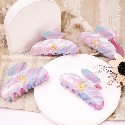 Image of Initial Hair Clips Personalized Hair Claws - Monogram Hair Claw Large Hair Clip,Fashion Glitter Claw Clips Hair Accessory - Lavender,I