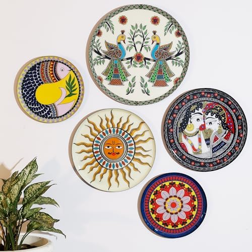 RITUALISTIC Kashmiri Metal Wall Plates - Set Of 5 Decorative Plates For Living Room, Bedroom, Home Decor & Gifting