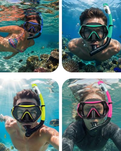 Equipo de Snorkel para Adultos, Set de Máscara de Snorkel Seco, Máscara de Snorkel para Buceo con Vista Panorámica Anti-Vaho, Paquete para Natación y Buceo miniatura 2