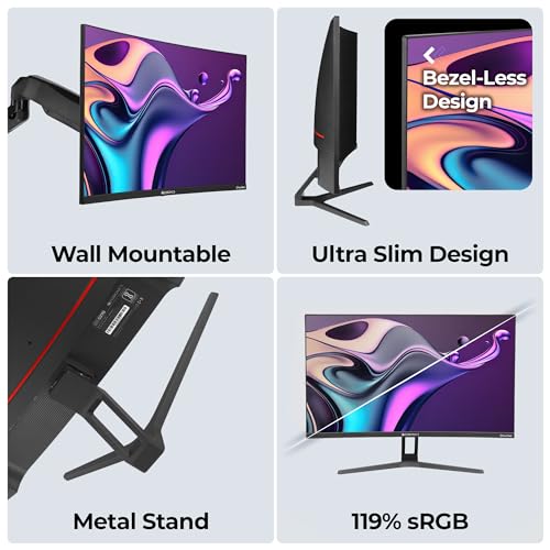 Image of Zebronics 27 inch Curved (1500R) 180Hz Gaming Monitor with FHD 1080p, Free sync support, HDMI, DP, 300 Nits max, 16.7M colors, Built-in speakers and Bezel less design ZEB-S27B